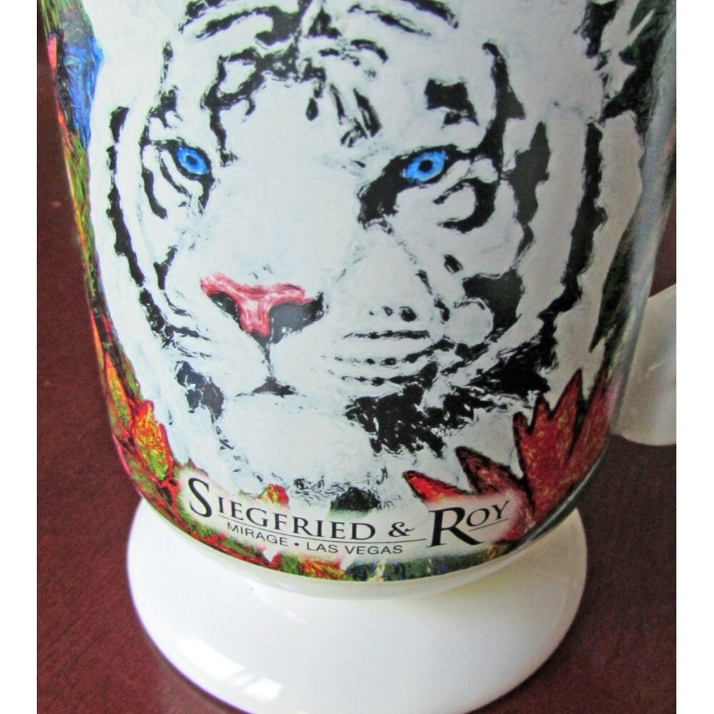 Siegfried & Roy Coffee Mug White Tiger Mirage Las Vegas Big Cat Tropical Vtg